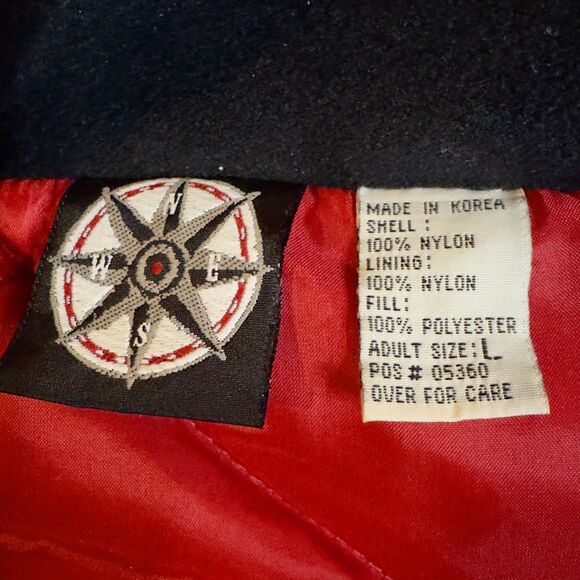 Vintage Marlboro Compass Jacket Mens Large Black Hooded Quilted Winter 90s Parka - Picture 8 of 12